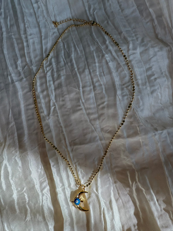 Evil Eye Crescent Necklace