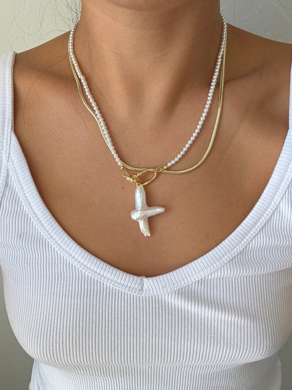 Pearl Cross Necklace