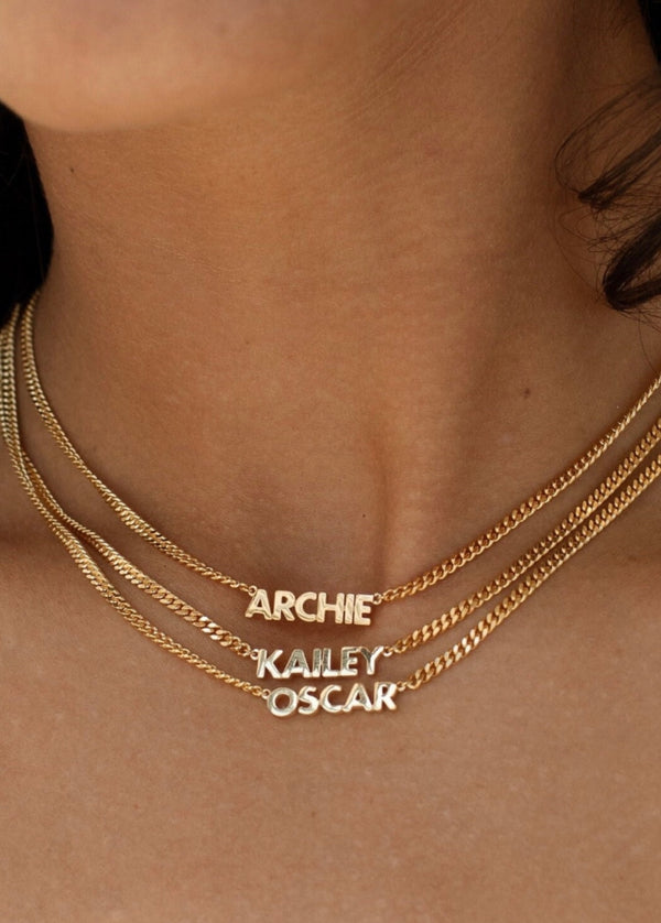Name Necklace on a Cuban Chain