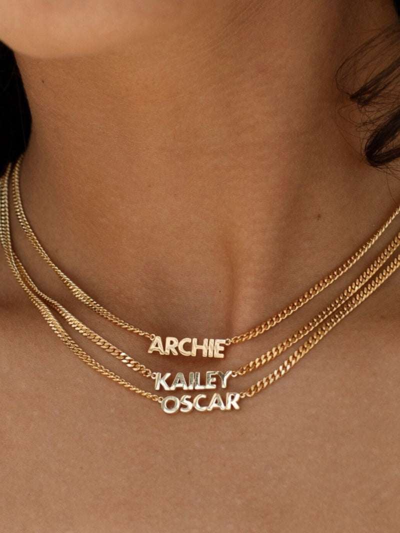 Name Necklace on a Cuban Chain