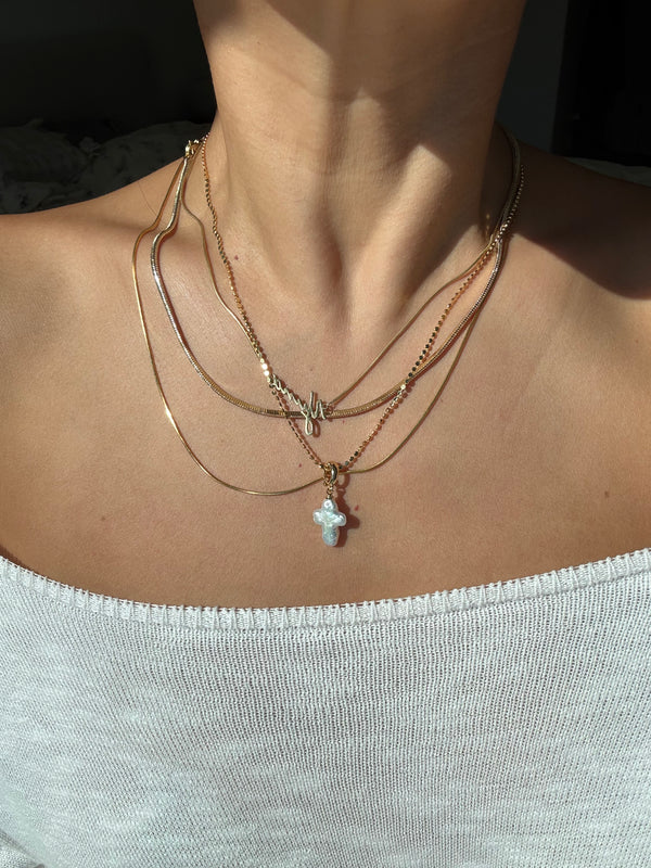 Pearl Cross Beaded Necklace