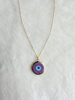 Sofia Necklace (Lavender Evil Eye on 18” Cable Chain)