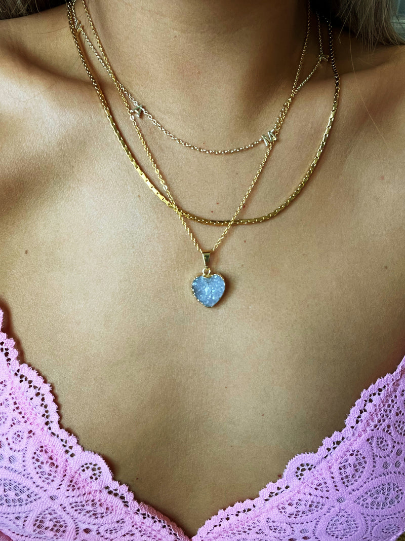Heart Druzy Necklace (rose quartz)