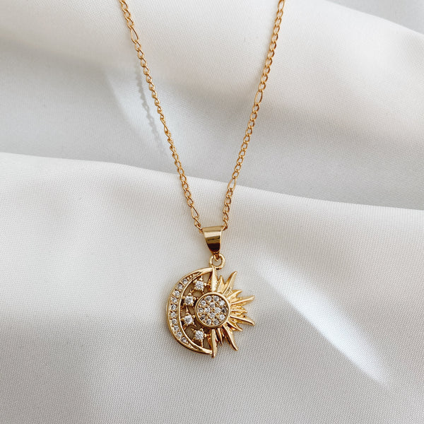 Total eclipse sun & moon necklace - Custom GPS coordinate necklace in all  14k gold filled - unique personalized engraved gifts for her