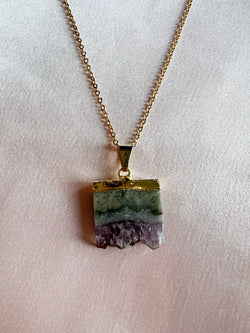 Noelle Necklace (sliced raw amethyst stone)