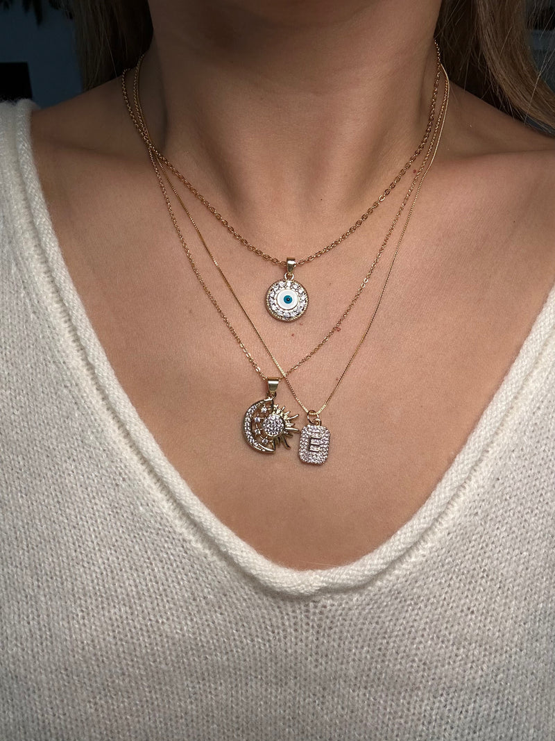 Initial Necklace Pav Cube S t a r l i t e