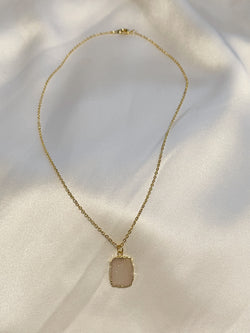 Olivia Necklace (white rose quartz)